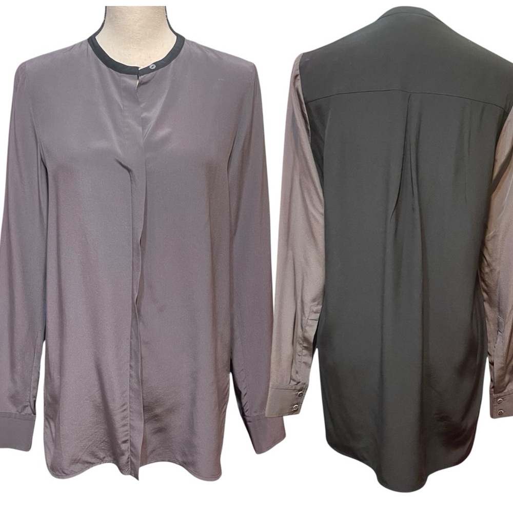 Vince 100% silk long sleeve tunic blouse Quiet luxury professional career size 6
